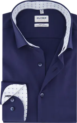Produktbild von Olymp Hemd dunkelblau einfarbig Slim Fit Baumwolle