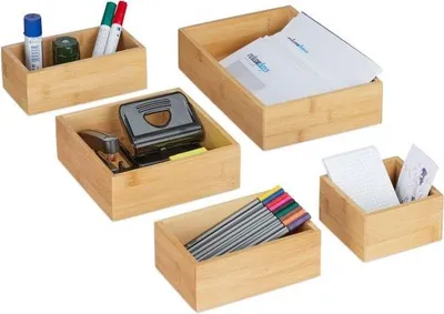 Obrázek produktu pro sada 5 bambusových úložných boxů