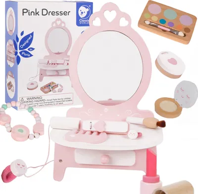 Image de CLASSIC WORLD : Coiffeuse en bois pour filles avec miroir + lisseur, 11 fonctions