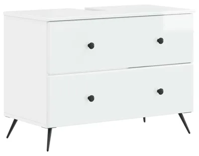 Image de vidaXL Meuble sous-lavabo BREDA, blanc brillant, 82 x 41 x 59 cm