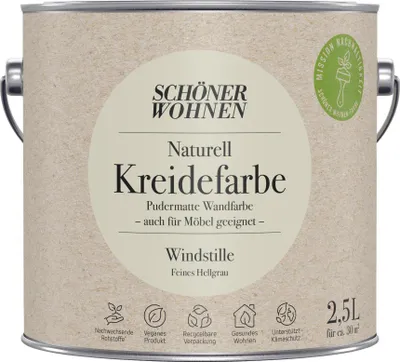 Produktbild von Schöner Wohnen Naturell Kreidefarbe 2,5 Ltr. Windstille feines Hellgrau