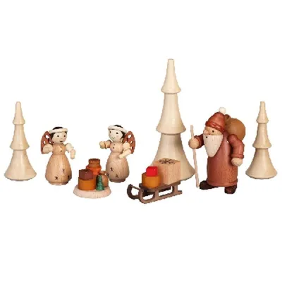 Produktbild von Weihnachtsfiguren Ruprecht mit Engeln H= 10-14cm NEU