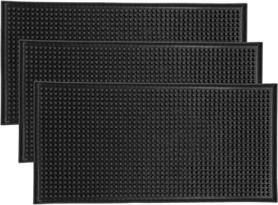 Produktbild von Set mit 3 Bar-Serviermatten 30×15 cm schwarz, Gummi, für Gläser/Kaffee/Cocktails.
