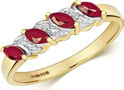 Produktbild von Funkelndes Feuer Eleganter 9 Karat (375) Gold Damen - Diamant Ring Brillant-Schliff H - PK mit Rubin, 53 (16.9); TRS28974RSM