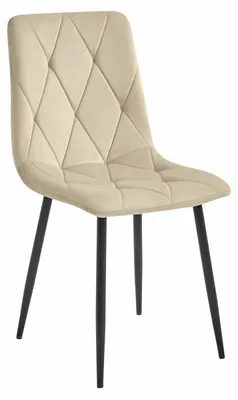 Image de Chaise Libra en velours beige avec pieds noirs