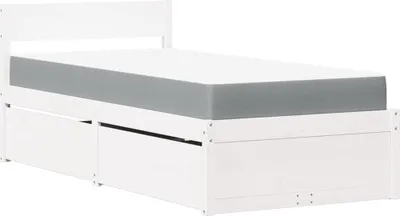 Produktbild von vidaXL Bett mit Schubladen und Matratze Weiß 90x200 cm Massivholz