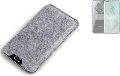 Produktbild von K-S-Trade Filz Handyhülle kompatibel mit Honor Magic5 Pro Schutzhülle Filztasche Filz Tasche Case Sleeve Handy Hülle Filzhülle grau