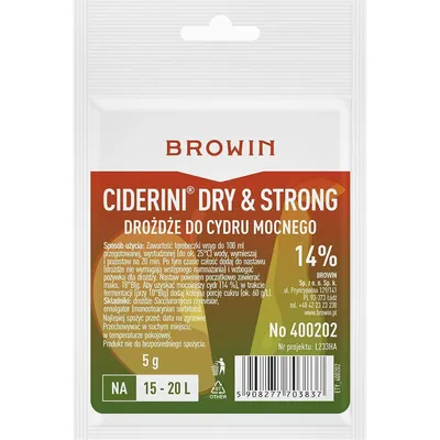 Produktbild von Ciderhefe Dry & Strong 5 g | Trockenhefe für kräftigen Apfelcider | für 15–20 L | bis 14 % Alkohol | Gärtemperatur 15–30 °C