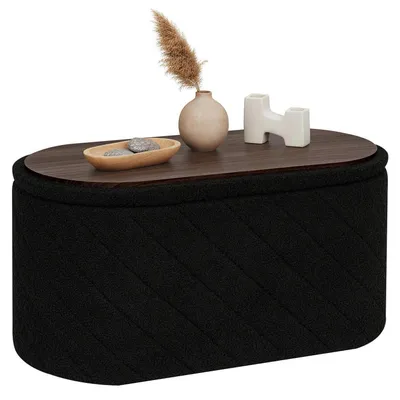 Image de Banc rabattable avec espace de rangement, également utilisable comme lit, dimensions 76x38x38 cm, couleur noire