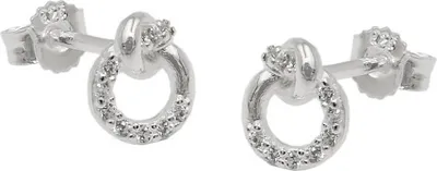 Ohrstecker-Ohrringe-7x6mm-kleiner-Kreis-mit-Knoten-und-Zirkonias-925-Silber