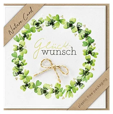 Produktbild von bsb - Glückwunschkarte Kleeblattkranz - Nature Card - Nachhaltige Karten zum Geb
