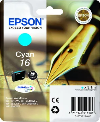 Image de Cartouche Originale Epson T16XL Cyan C13T16324010 Haute Efficacité