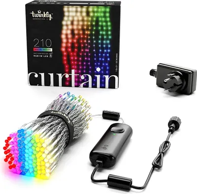 Zdjęcie produktu dla Twinkly Curtain 210 RGBW LED, kurtyna, przezroczysty przewód, 1,5x2,1 m, IP44