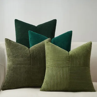 Zdjęcie produktu dla Poszewki na poduszki 40x40 cm, zieleń, zestaw 4 sztuk, aksamit, efekt gradientu kolorystycznego