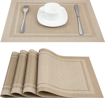 Produktbild von Tischset, Platzsets Abwaschbar rutschfest Hitzebeständig, colour, braun, form, Rechteck, quantity, 4 Stück