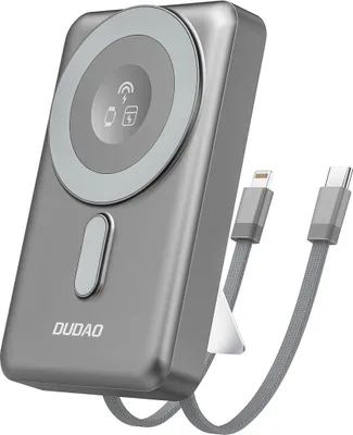 Produktbild von Powerbank K29 10000mAh MagSafe Metallgehäuse Wiegekabel USB-C iPhone Lightning PD 20W - grau