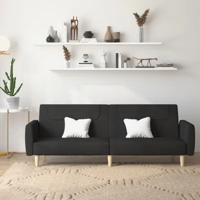 Produktbild von Design Schlafsofa 2-Sitzer Schwarz Stoff, Schlafsofas 2024 Neu