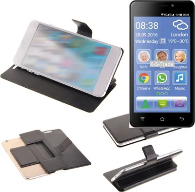 Produktbild von K-S-Trade Schutzhülle kompatibel mit Switel eSmart M2 Schutzhülle Flip Cover Klapphülle Wallet Case Slim Handyhülle bookstyle schwarz