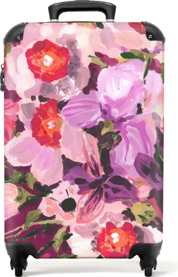 Produktbild von NoBoringSuitcases.com® Koffer Handgepäck Trolley Rollkoffer Kleine Reisekoffer mit 4 Rollen - Rosa - Orchidee - Blumen - Botanisch - Cabin Size < 55x40x23 cm & 55x40x20 cm - Fotokoffer - Kabinenkoffer - BoardgepäckHandgepäck Koffer 55x35x20 cm, 36L,