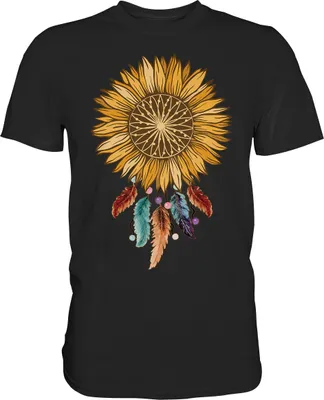 Produktbild von Dreamcatcher Sonnenblumen T-Shirt Garten Traumfänger Motiv Gärtner Geschenk – Black / S