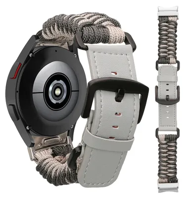 Produktbild von kwmobile Ersatzarmband geflochten kompatibel mit Samsung Galaxy Watch 4 / 5 / 6 Galaxy Watch 7 / FE Armband - Fitnesstracker Sportarmband aus Kunstleder