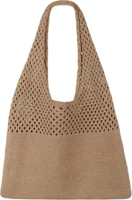 Immagine prodotto di Borsa da spiaggia Boho in rete, lavorata a maglia, marrone, stretta