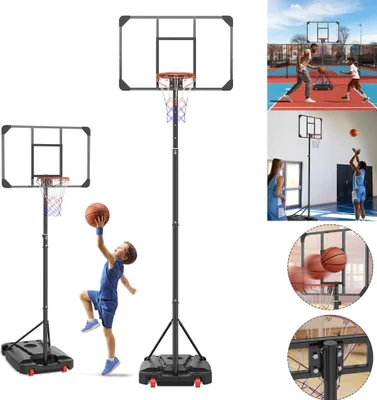 Produktbild von LZQ Basketbalový kôš s nastaviteľnou výškou a kolieskami (1,5-2,6 m) - mobilný basketbalový stojan pre deti a dospelých, vnútorný/vonkajší