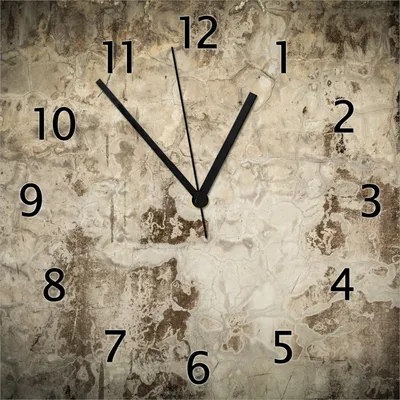 Produktbild von Wallario Design Wanduhr Alte schmutzige Wand aus Beton mit abblätternder Farbe aus Echtglas, Größe 30 x 30 cm