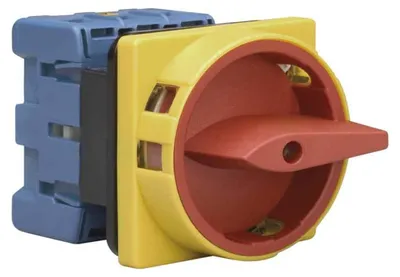 Produktbild von Kraus & Naimer Not-Aus-Schalter, 3-polig, 4-Loch Frontbefestigung, 64x64, Ith=25 A, P=7,5 kW (AC23B, 400 V AC), 6 mm², 1 Stk.