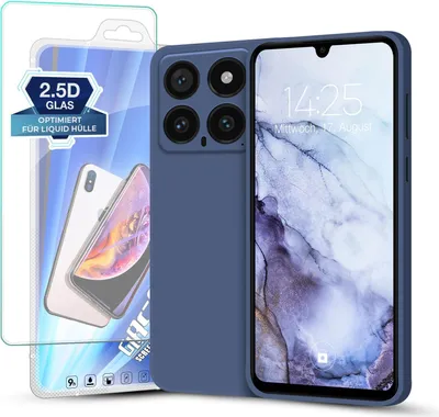 Produktbild von Hülle für Xiaomi 14 mit 9H Displayglas Displayschutz Plus Case Cover Bumper Silikon Softgrip Schutzhülle Farbe: Lavendelblau