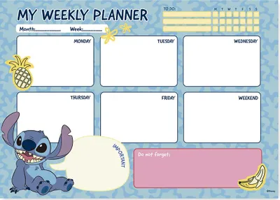 Image de a4 une semaine planificateur bloc disney point tropical