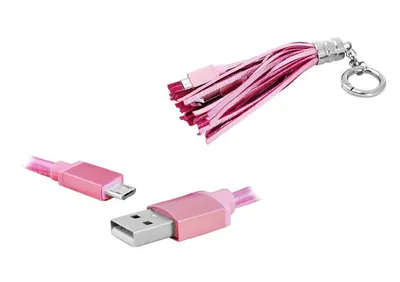 Obrázok produktu pre LTC USB - micro USB nabíjací kábel ako kľúčenka, farba ružová