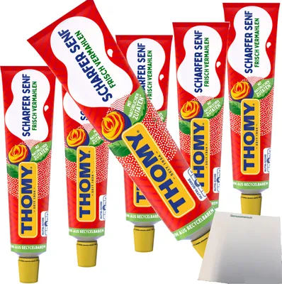 Produktbild von Thomy scharfer Senf mit natürlichen Zutaten 6er Pack (6x200ml Tube) + usy Block