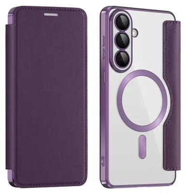 Immagine prodotto di Custodia MagSafe per Samsung Galaxy S26 Plus in Pelle finta con protezione RFID, viola