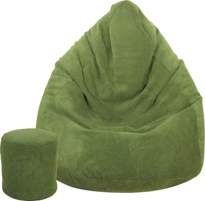 Obrázek produktu pro Sedací vak pytel 100x75 s podnožníkem plyš zelena