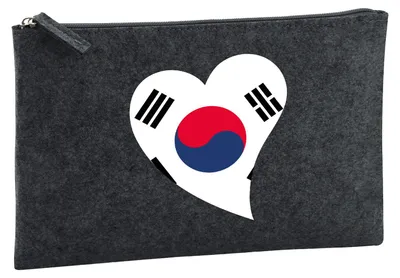 Produktbild von Huuraa Kulturbeutel Südkorea Flagge Herz 1 Liter Charcoal Filz Kosmetiktasche Geschenkidee