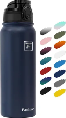 Produktbild von Isolierte Wasserflasche für unterwegs - 20 oz Edelstahl, spülmaschinenfest, auslaufsicher mit Einhandöffnung