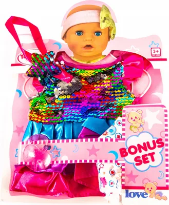 Produktbild von Puppenkleidung Paillettenkleid für 40-45cm Puppen - Modisches Outfit - Zubehör Set Bunt