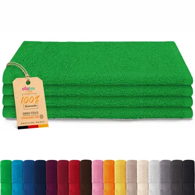 Produktbild von EllaTex PARIS 4er Set Seiftücher 30x30 cm – 100% Baumwolle, 500 g/m² Frottier, Vorteilspack, in Farbe: Grün