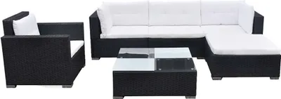 Obrázok produktu pre vidaXL 6-dielna záhradná obývacia súprava s vankúšmi Poly Ratan Black