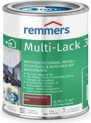Produktbild von Remmers Multi-Lack 3in1 skandinavisch rot 0,75 l, Lackfarbe