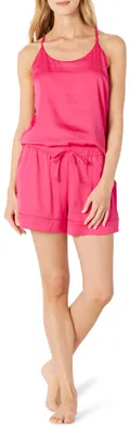 Produktbild von Amazon Essentials Damen Pyjama-Set Aus Satin Mit Trägertop Und Shorts In Relaxed-Fit, Intensive Rosa, M