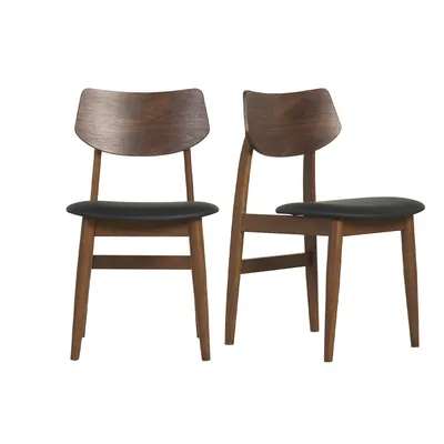 Produktbild von Miliboo - Design-Stühle in Schwarz aus dunklem Holz (2er-Set) ELION