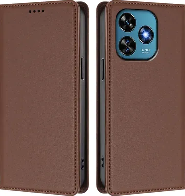 Immagine prodotto di Custodia in pelle per Oukitel C51, custodia a libro magnetica in Finto cuoio con supporto, marrone