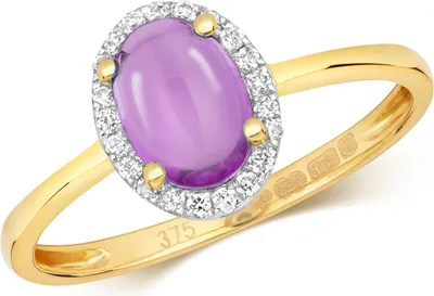 Produktbild von Edler 9 Karat (375) Gold Cluster Diamant Damenring Brillant-Schliff 0.09 Karat HI - I1 mit Amethyst, 54 (17.2); TRS14981RSN
