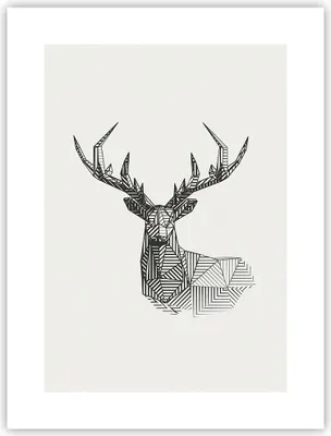 Produktbild von Poster - Poster ohne Rahmen - Hirsch Skizze Skandinavisch - 30x40 cm - Wand Bild - Wanddeko - Wandbilder - Kunstposter - Wandposter - Bilder - Kunstdruck - Wanddekoration - Wandbild - P2XPA30x40-4950