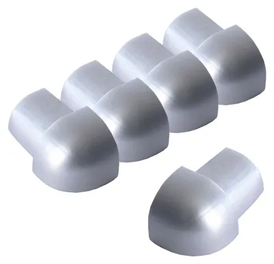 Produktbild von Dalsys 5x Außeneck für Fliesenschiene 10mm Aluminium (eloxiert) Viertelkreisprofil Chrom glänzend Fliesenprofil