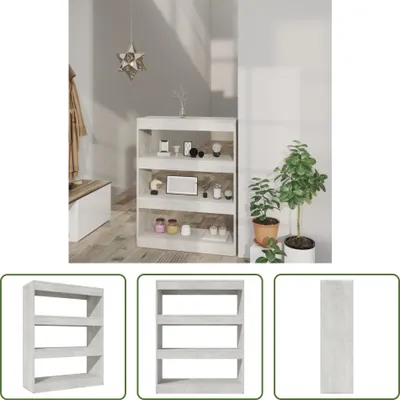 Produktbild von The Living Store Bücherregal/Raumteiler Betongrau 80x30x103 cm Holzwerkstoff