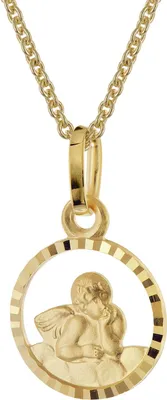 trendor 28748 Kinder-Anhänger Amor Gold 333/8K + vergoldete Silberkette 1