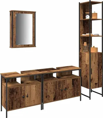 Obrázek produktu pro vidaXL Koupelnový nábytek s policí 4 ks regenerované dřevo materiál na bázi dřeva